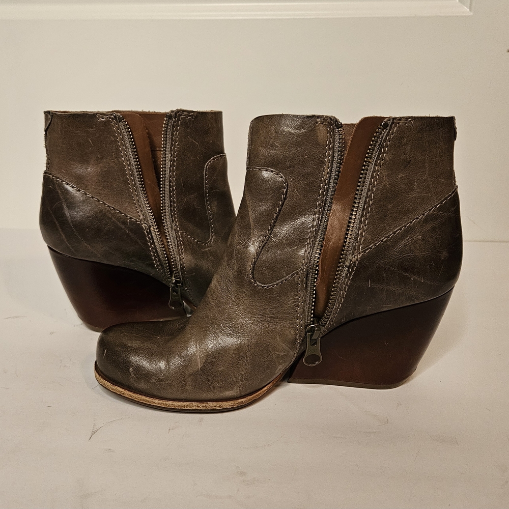Kork-ease Michelle Leather Side Zip Wedge Ankle Boots - Picture 8 of 9